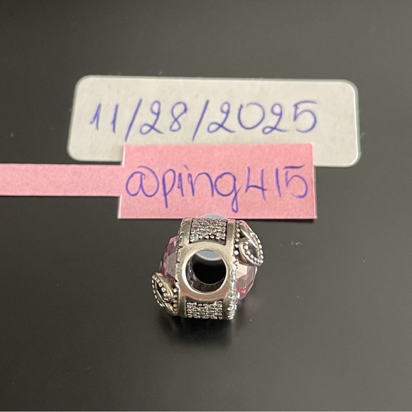 Pandora Valentine Double Heart Pink Radiant Charm - Picture 7 of 9